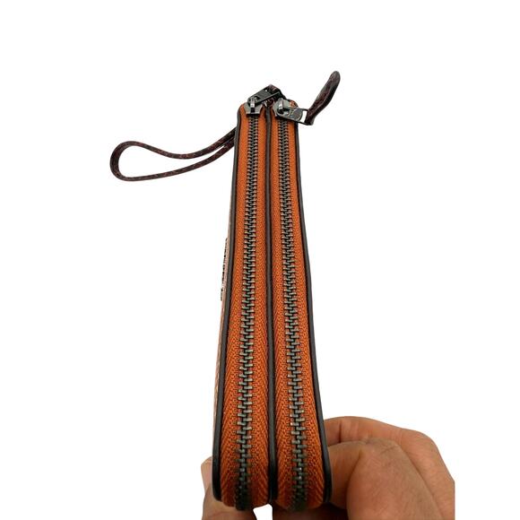 RETAIL $198 Coach Pebbled Leather and Exotic Snake Skin Trim Corner Zip Wristlet - Picture 7 of 9